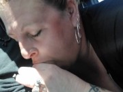 Preview 5 of ThroatPie in Parkling Lot. Big Titty Milf Loves Sucking Dick in Car