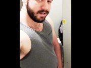 Preview 2 of Fit muscle jock plays with his big cut cock in the gym showers