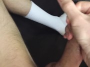 Preview 3 of Horny guy in white socks jerks off with lubricant and cums a lot