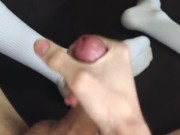 Preview 6 of Horny guy in white socks jerks off with lubricant and cums a lot