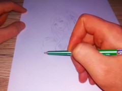 Cute hentai Japanese girl with hearts on tits
