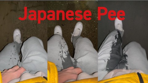 Japanese HENTAI can't stand it outdoors and pees a lot ♡ cute boy