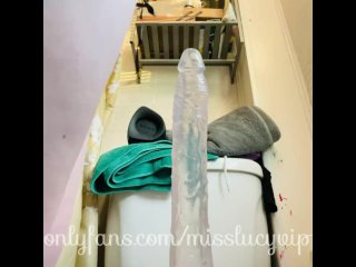 exclusive, toys, huge dildo, creamy pussy