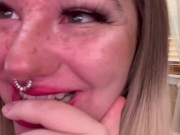 Preview 2 of ASMR AHEGAO sucking moaning giggling sounds from Sexy cute blonde MILF