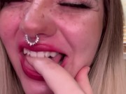 Preview 3 of ASMR AHEGAO sucking moaning giggling sounds from Sexy cute blonde MILF