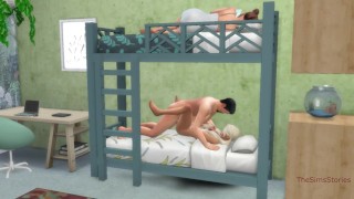 Stepdad fuck his stepdaughter on bunk bed at night