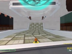 young man screaming loud because he can't put his balls in the hole