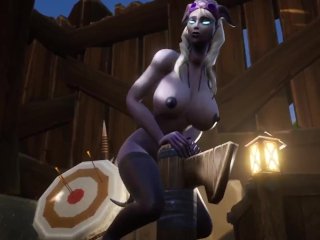 gripping pussy, draenei, 3d, grinding