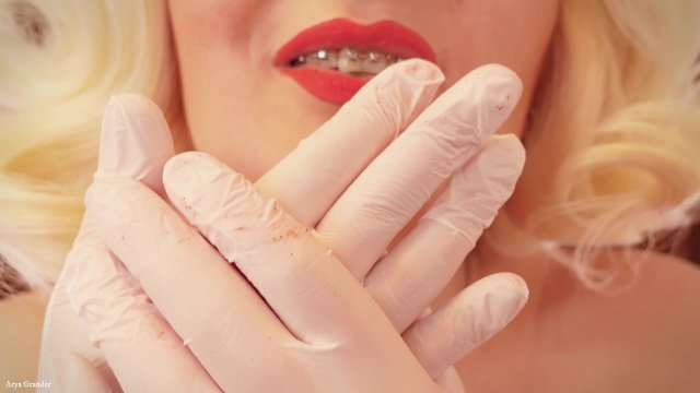Watch Bondage Video:Pussy play in medical gloves... sexy curvy MILF Arya Grander