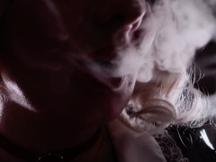 smoking fetish: solo sexy video of hot blonde bratty MILF glaminatrix close up red lips
