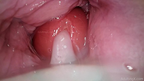 Câmera na vagina, ponto de vista do colo do útero, "Creampie"