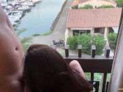 Preview 4 of I want to drive my neighbors crazy, I ask this bitch to suck my dick on the balcony