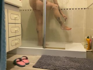shaving pussy, voyeur, shower, voyeurism