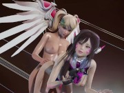 Preview 3 of Dva is fucked by Mercy futa blonde POOL PARTY missionary