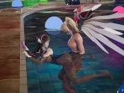 Preview 4 of Dva is fucked by Mercy futa blonde POOL PARTY missionary