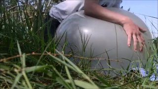 Outdoor Balloon fuck and cum