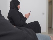Preview 3 of This Hijab girl is SHOCKED !!! I take out my cock in dentist waiting room.