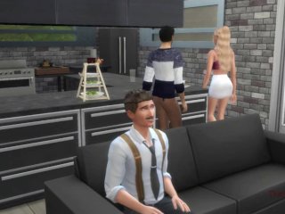The Sims 4, Kinky Housewife_Is Cheating on Her_Husband Back in Kitchen