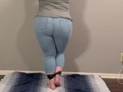 Preview 3 of Sexy girl bound and standing until she pees her tight jeans
