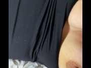Preview 6 of Amateur wife with big tits and nipples teases him before she lets him creampie her hairy pussy