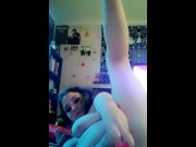 Preview 3 of Chubby slut grinds on rabbit vibrator with beads in her tight pink asshole