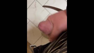 Quick jerk in public bathroom