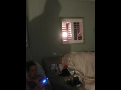 Girl Watches Hot Latino Thug Jerking Off and Fingering His Ass and Then Lets Him Cum On Her Thighs
