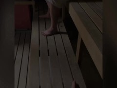 Showing my cock to someone in the sauna.
