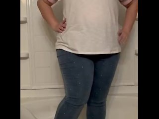 Sexy girl struggles to hold her full bladder