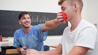 Twink Boy Jack Waters Gets Dominated And Bullied By Athletic Jock Jordan Starr In Class - Bully Him