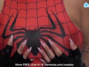 Preview 3 of Hot Latina Cosplay As Spider Girl Spreads Her Pussy Wide For Huge Sex Toy