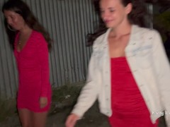 Две девки писают на публике возле машины - Screenshot 7 of 16 - Public