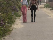 Preview 5 of Teaser - Holding hands with a friend while flashing in sheer!