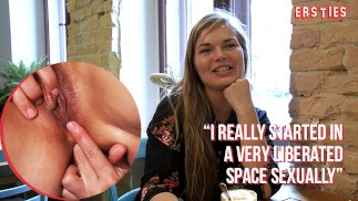 Ersties: Danish Babe Toys Her Hairy Pussy With a Glass Dildo