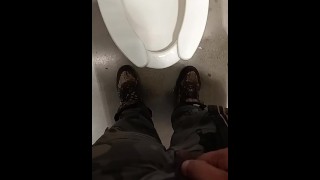 Peeing in a public bathroom
