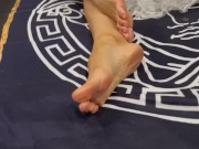 Preview 6 of Big dick. A muscular guy. Foot fetish.Glamorous beauty fingering cock with her feet🍦🍦🍦