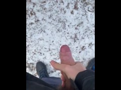 Outdoor Fast Cum Shot from Big Cock