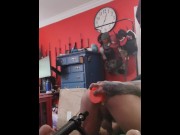 Preview 5 of Muscle slut pulls huge dildo out of his ass