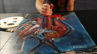 Peinture de traite de bite avec un sperme et des couleurs