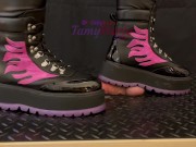 Preview 6 of CBT CyberCrush in Futuristic Shoes with TamyStarly - Shoejob, Bootjob, Footjob, Trampling, Crushing