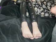 Preview 2 of EXTREME  HUGE cumshot on my CUTE FEET with squirting dildo