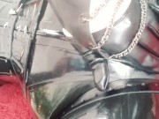 Preview 6 of sexual latex rubber fetish model with pin up hair - teasing MILF Arya Grander - curvy body POV video