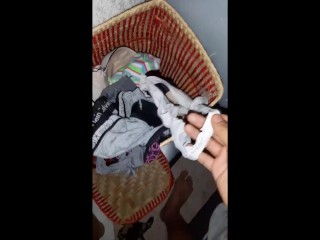 I Entered my Mother-in-law's Room to Masturbate with her Thongs and Cum in them