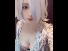 【個撮】白髪の神秘的な男の娘がオナニーする動画 - Screenshot 2 of 16 - 女装