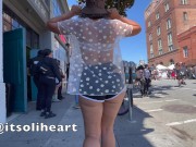 Preview 1 of Sheer clothes walking around Folsom Street Fair