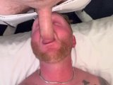 Tattooed sub sucks my dick and tastes my cum