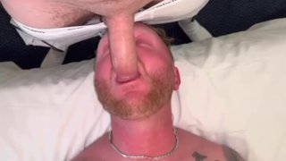 Tattooed Sub Sucking On My Dick And Tasting My Cum