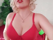 Preview 1 of Female Domination Video: Mistress in red lingerie teasing by sweaty armpits (Arya Grander)