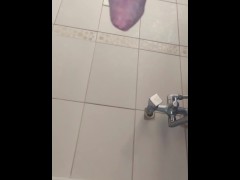 My first pissing in the bathroom