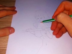 Confused Hentai girl is shaking with pleasure